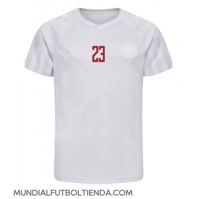 Camiseta Dinamarca Pierre-Emile Hojbjerg #23 Segunda Equipación Replica Mundial 2022 mangas cortas